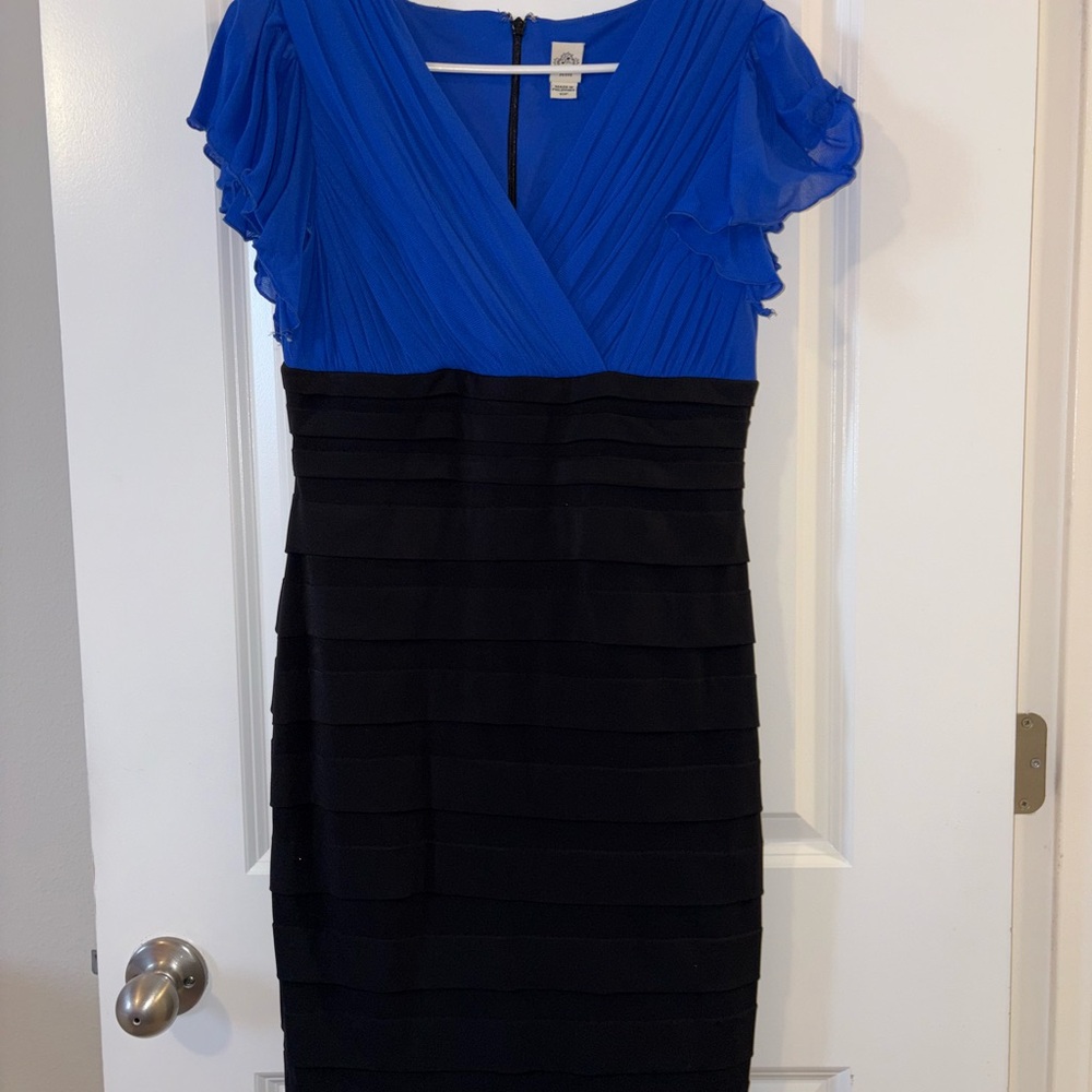 Elegant Blue and Black Dress